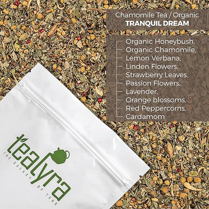 Tealyra - Tranquil Dream - Chamomile Honeybush Lavender - Calming - Relaxing - Herbal Loose Leaf Tea - Caffeine-Free - All Natural - 110g (4-ounce)
