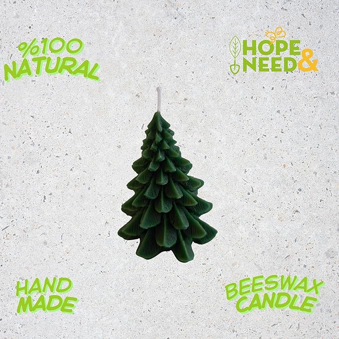 Handmade Beeswax Christmas Tree Candle – Set of 3 (Red & Green) | Natural Holiday Decor | Winter & Christmas Home Decoration | Eco-Friendly Gift