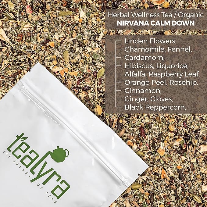 Tealyra - Calm Down - Nirvana - Chamomile Ginger Hibiscus - Wellness and Relaxing Herbal Loose Leaf Tea - Detox Tea - Caffeine-Free - All Natural - 110g (4-ounce)