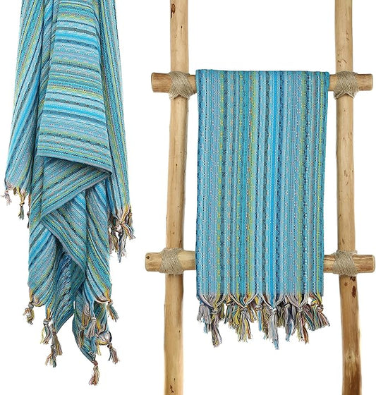 Cacala Pestemal Turkish Beach Towel Highly Absorbent Quick and Easy Dry Soft and Comfortable for Bath, Spa, Pool, Gym and Yoga 100% Cotton 37 x 70