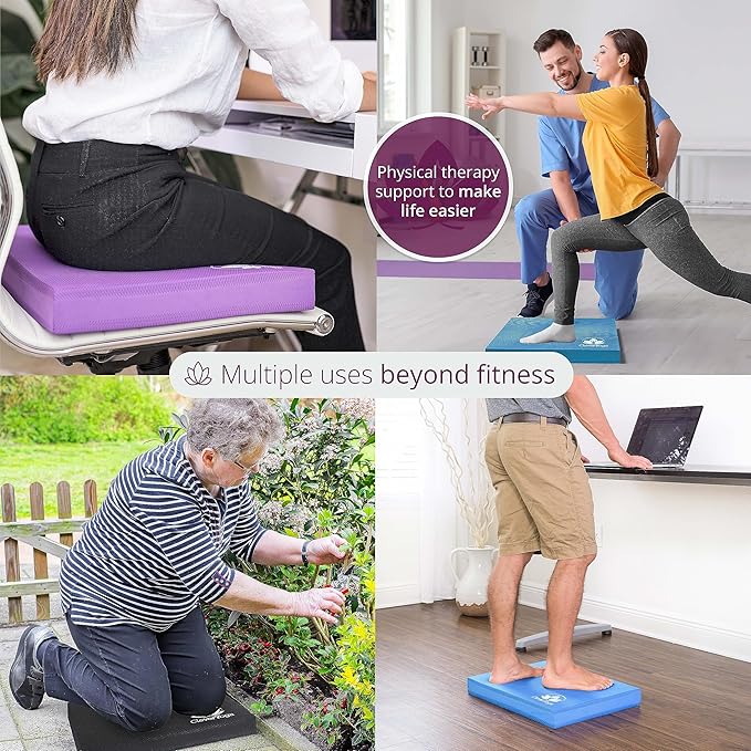 Clever Yoga Balance Pad - Foam Balance Pad for Exercise, Pilates & Workout, Non-Slip Thick Foam Base & Physical Therapy Equipment for Strength & Stability Training