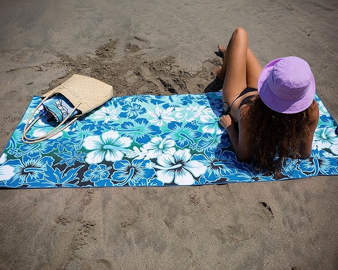 Elite Trend Quick Dry Towel Large 63x31 Inch - Microfiber Beach Towel - Perfect for Beach, Travel, Swimming, Pool, Yoga, Hiking, Camping - Lightweight, Fast Drying, Compact for Adults (Hibi)